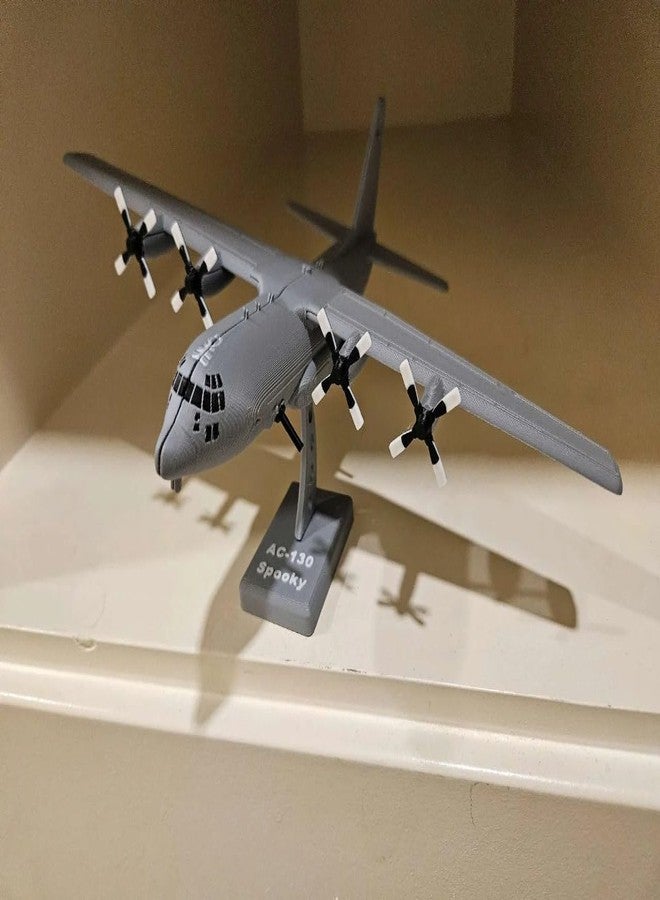 بطاقة مجموعة طائرة AC-130 ثلاثية الأبعاد من 3D CUBES، نموذج مصغر لطائرة نقل عسكرية AC-130 Spooky، نسخة طبق الأصل للعرض من المعدن المصبوب، رمادي، متعدد الألوان - Image 5